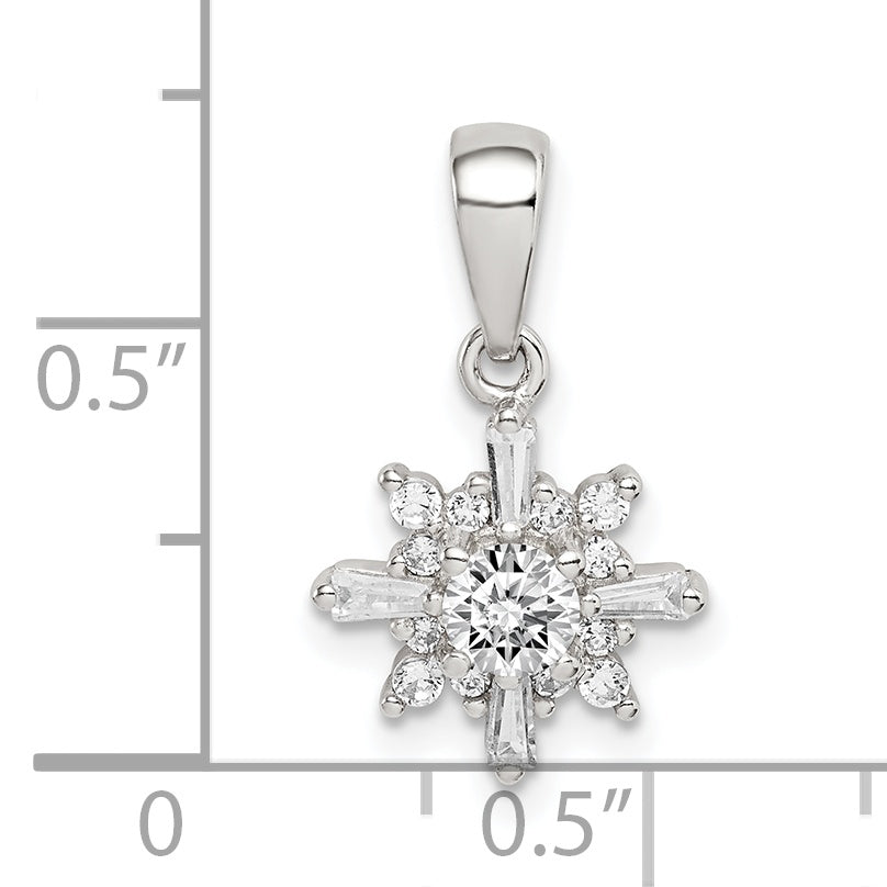 Sterling Silver Fancy Cz Pendant
