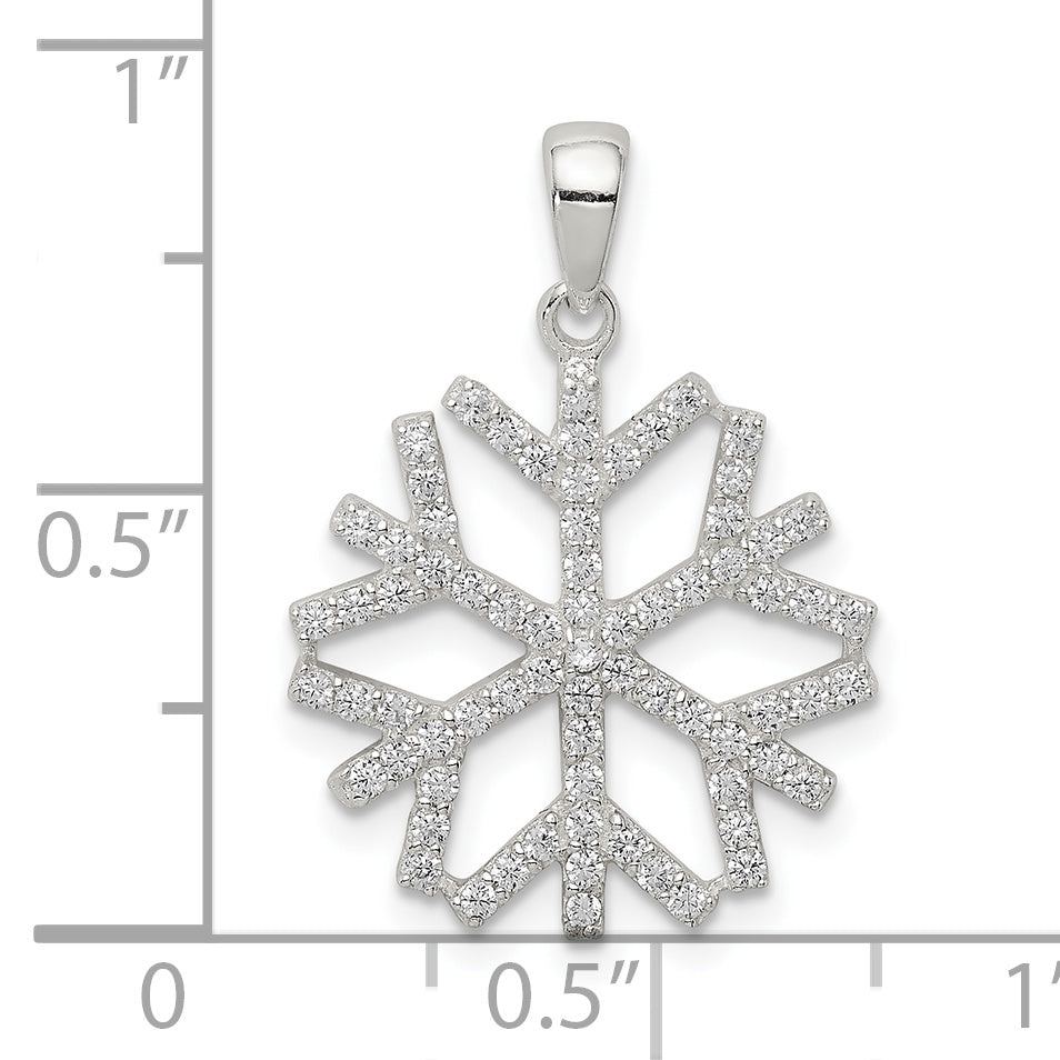 Sterling Silver Cz Snowflake Pendant