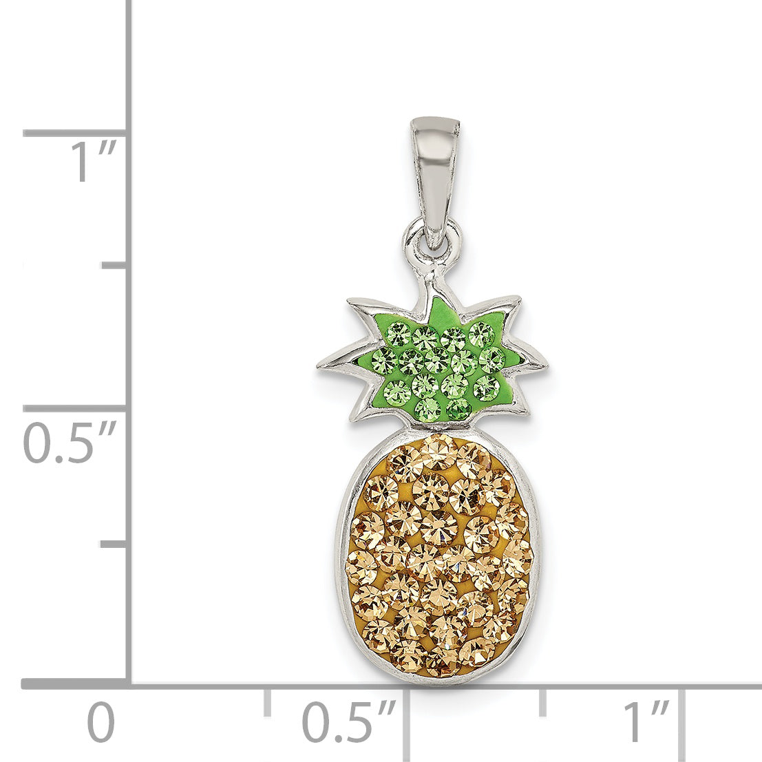 Sterling Silver Rh-Pltd Yellow/Green Preciosa Crystal Pineapple Pendant
