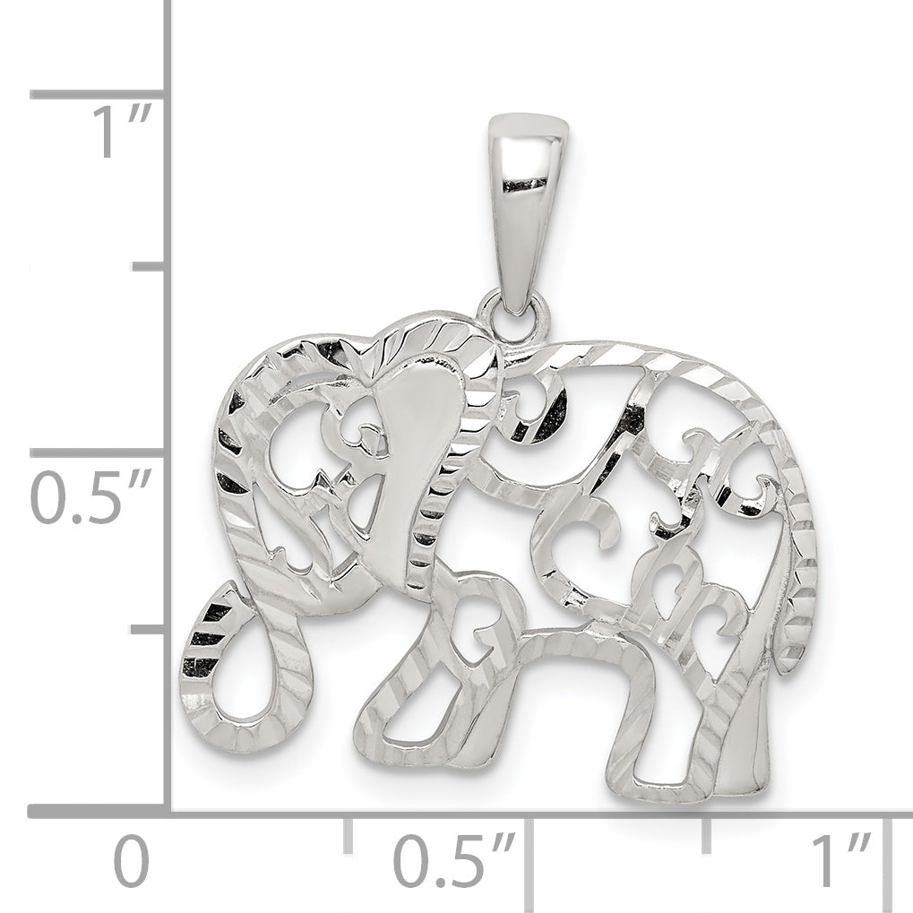 Sterling Silver Diamond-Cut Elephant Pendant