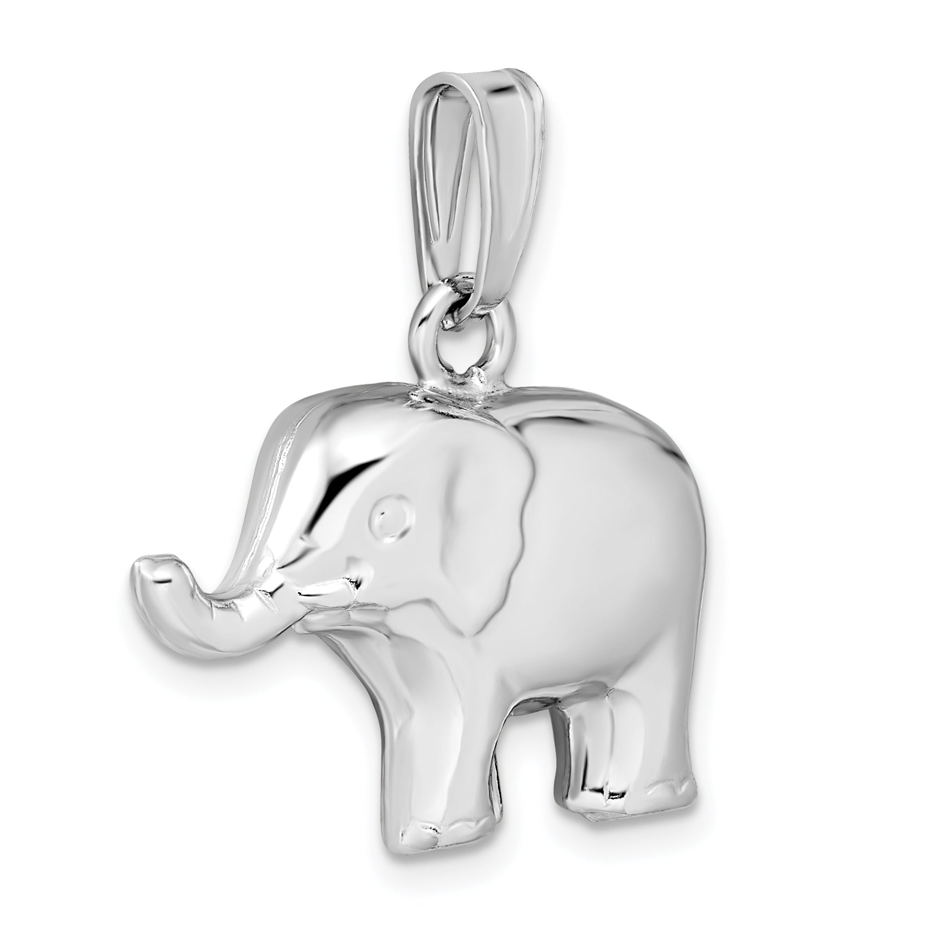 Sterling Silver Rhodium-Plated Polished Elephant Pendant