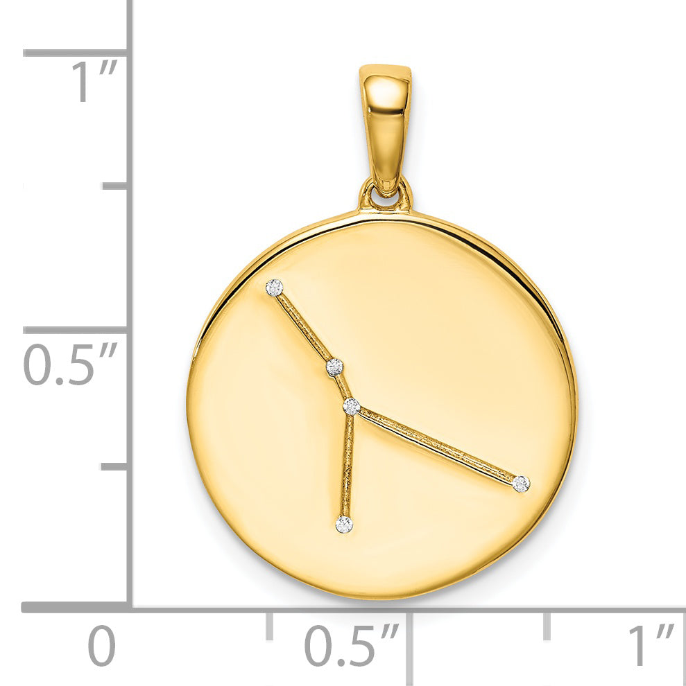 Ss/Gold Plated Sterling Silver Gold-Plated & Cz Cancer Zodiac Pendant