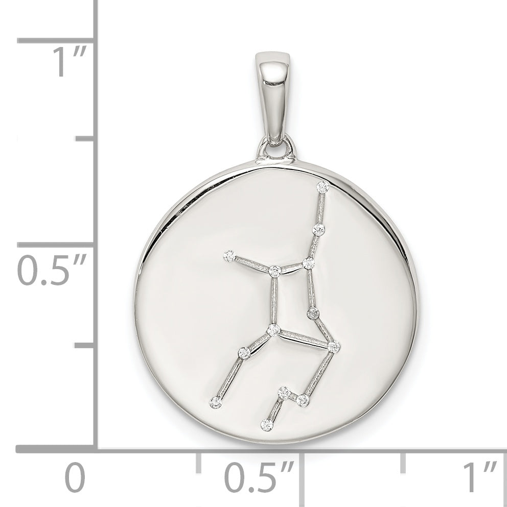 Sterling Silver Rhodium-Plated & Cz Virgo Zodiac Pendant