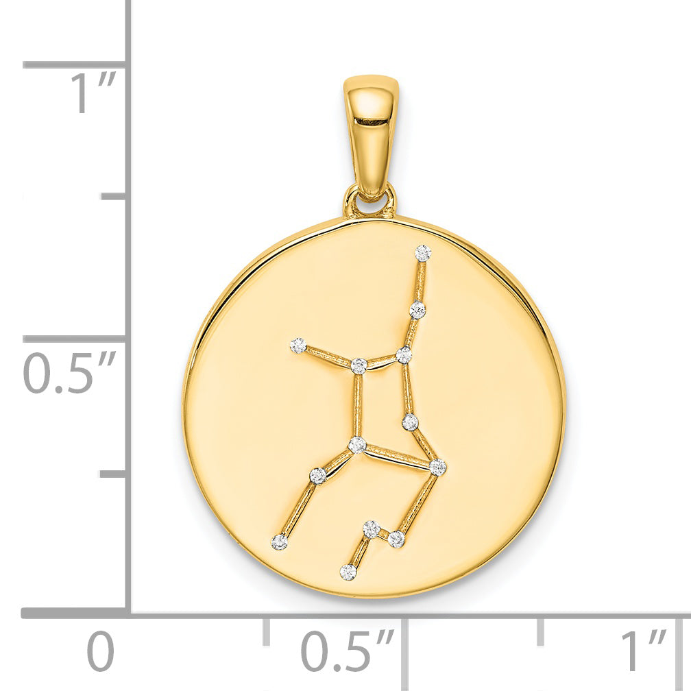 Ss/Gold Plated Sterling Silver Gold-Plated & Cz Virgo Zodiac Pendant