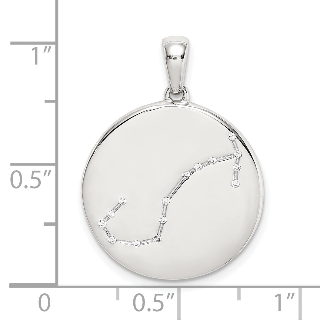 Sterling Silver Rhodium-Plated & Cz Scorpio Zodiac Pendant