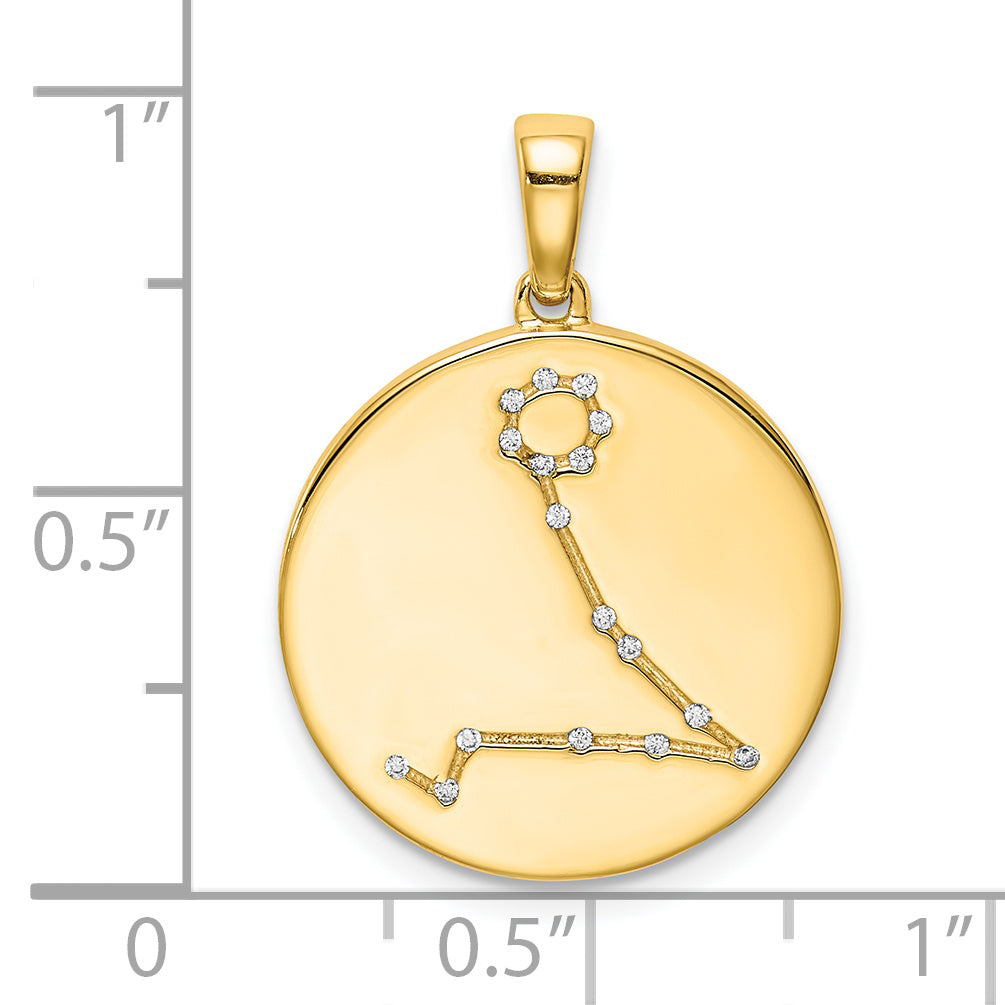 Ss/Gold Plated Sterling Silver Gold-Plated & Cz Pisces Zodiac Pendant