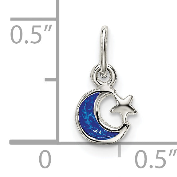 Sterling Silver Enameled Blue Moon And Star Charm