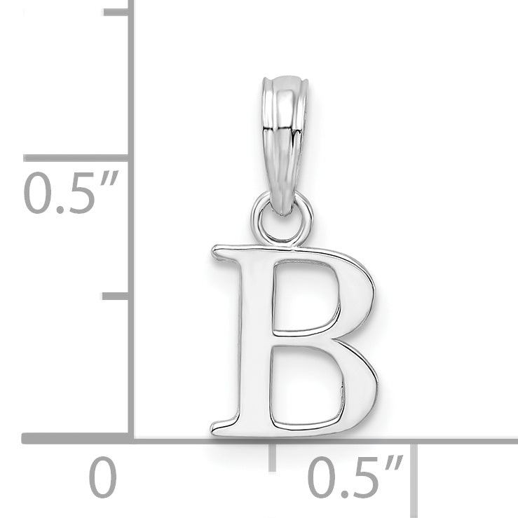 Sterling Silver Rhodium-Plated Polished Block Initial -B- Pendant