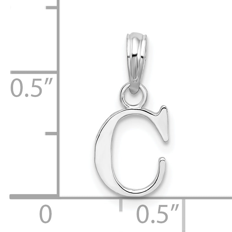 Sterling Silver Rhodium-Plated Polished Block Initial -C- Pendant