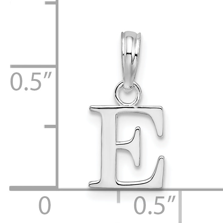 Sterling Silver Rhodium-Plated Polished Block Initial -E- Pendant