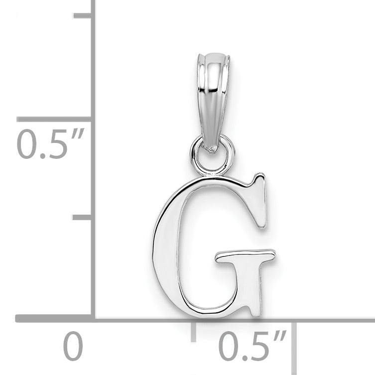 Sterling Silver Rhodium-Plated Polished Block Initial -G- Pendant
