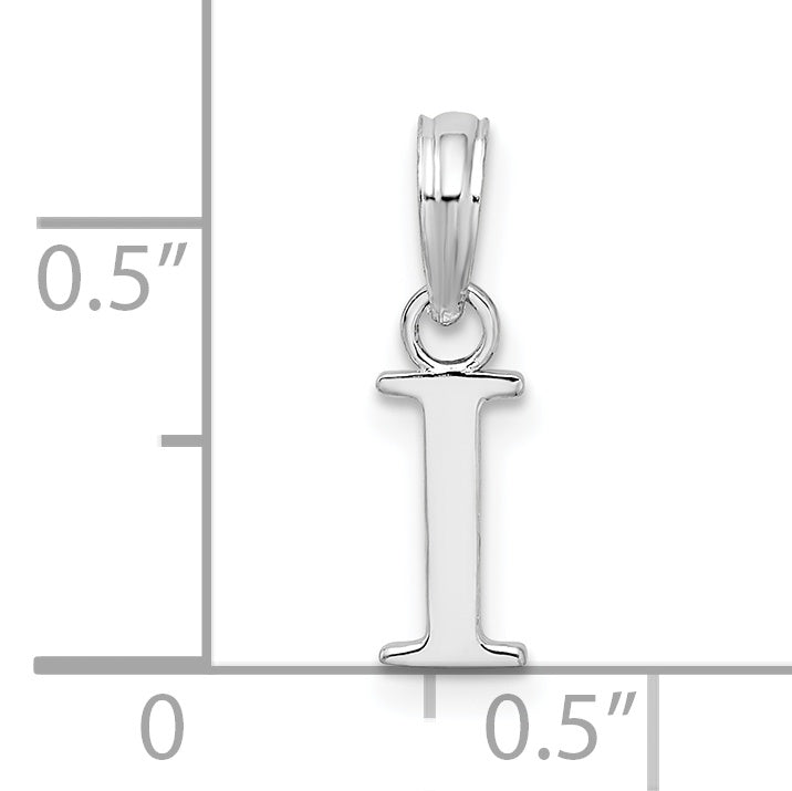 Sterling Silver Rhodium-Plated Polished Block Initial -I- Pendant