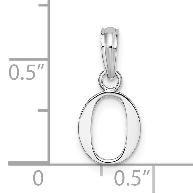 Sterling Silver Rhodium-Plated Polished Block Initial -O- Pendant