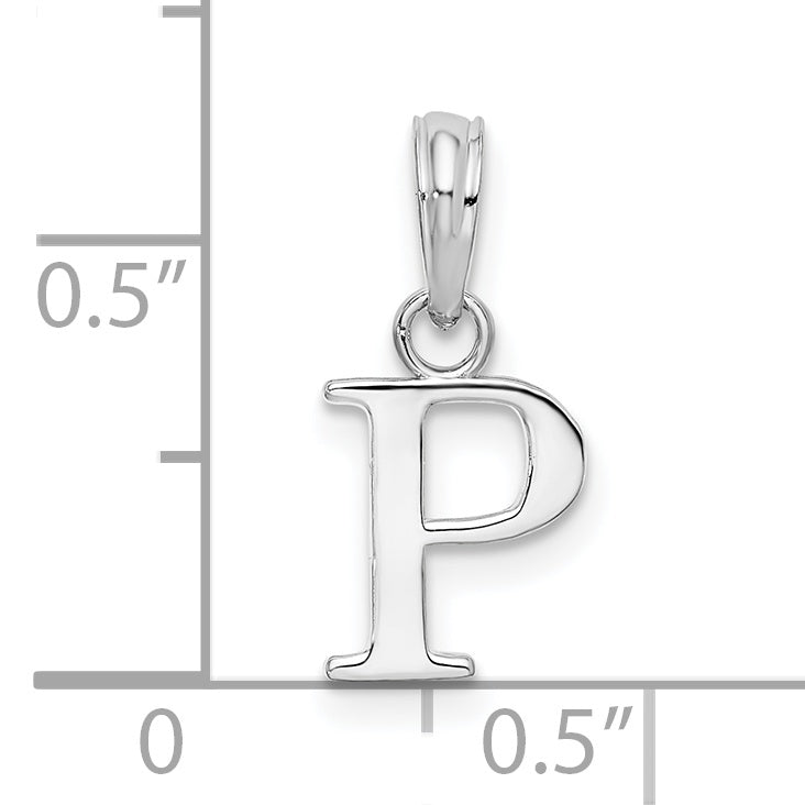 Sterling Silver Rhodium-Plated Polished Block Initial -P- Pendant