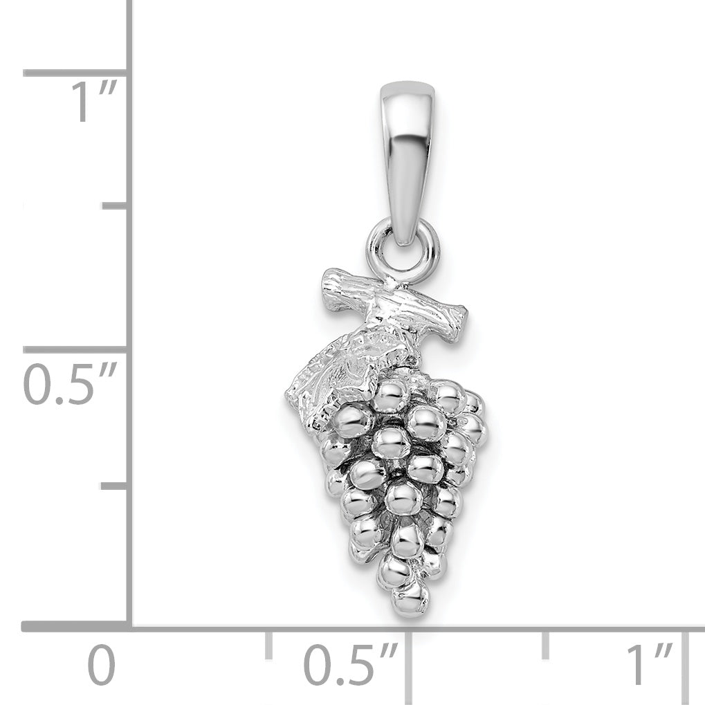 Sterling Silver De-Ani Rhodium-Plated Polished 3D Grapes Pendant