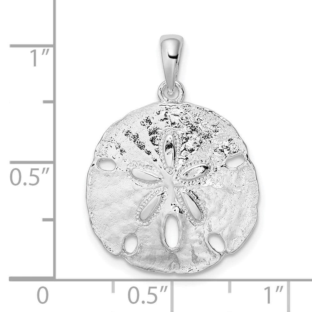Sterling Silver De-Ani Rhodium-Plated Polished Large Sand Dollar Pendant