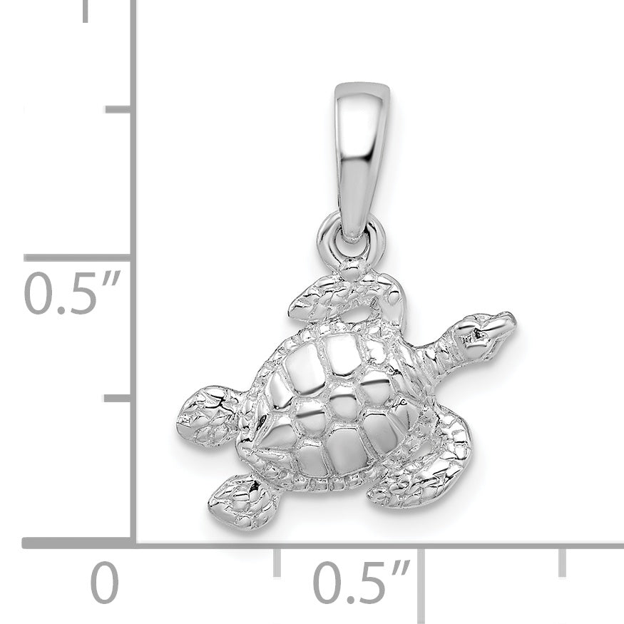Sterling Silver De-Ani Rhodium-Plated Polished Sea Turtle Pendant