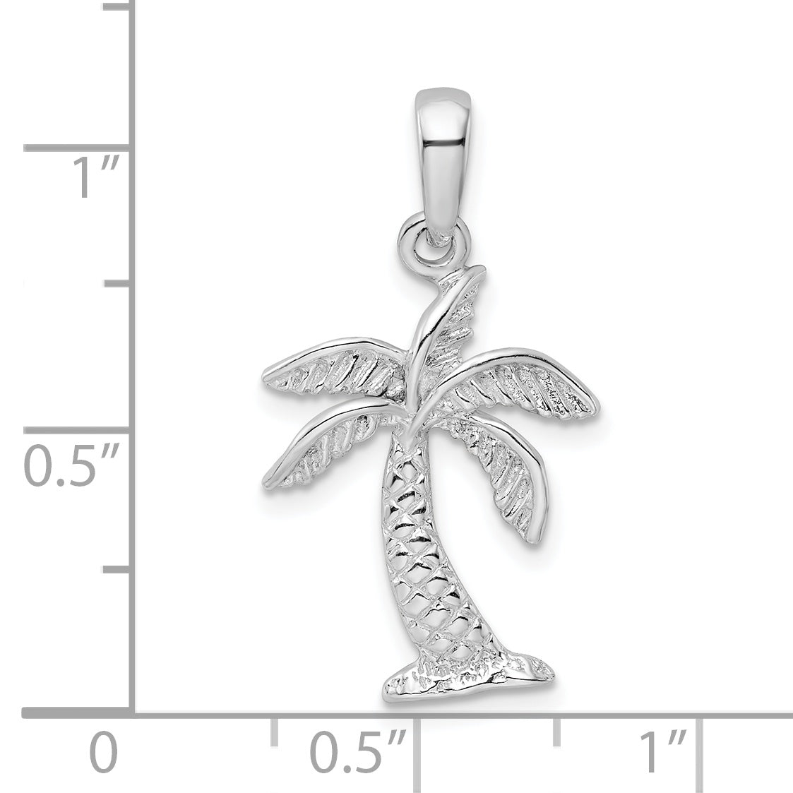 Sterling Silver De-Ani Rhodium-Plated Palm Tree With Textured Trunk Pendant
