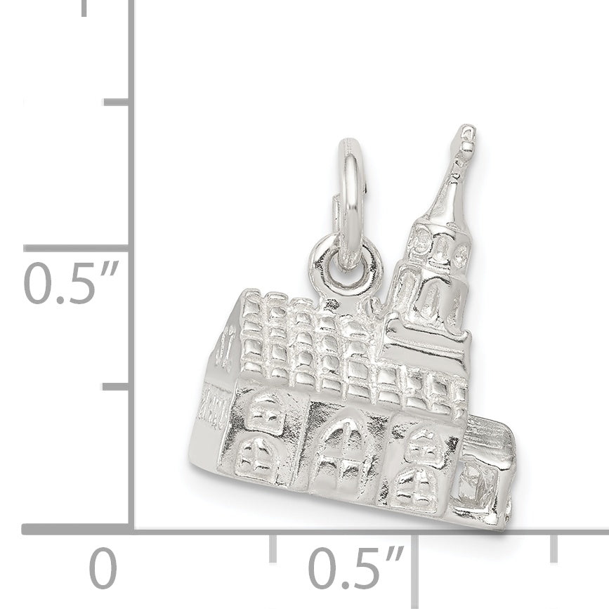 Sterling Silver 3-D Church Charm