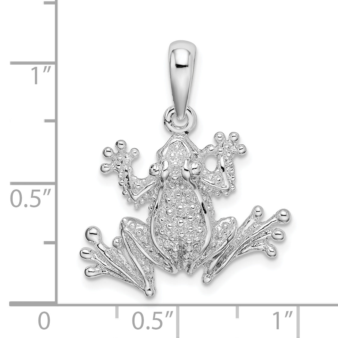 Sterling Silver De-Ani Rhodium-Plated Polished Frog Pendant