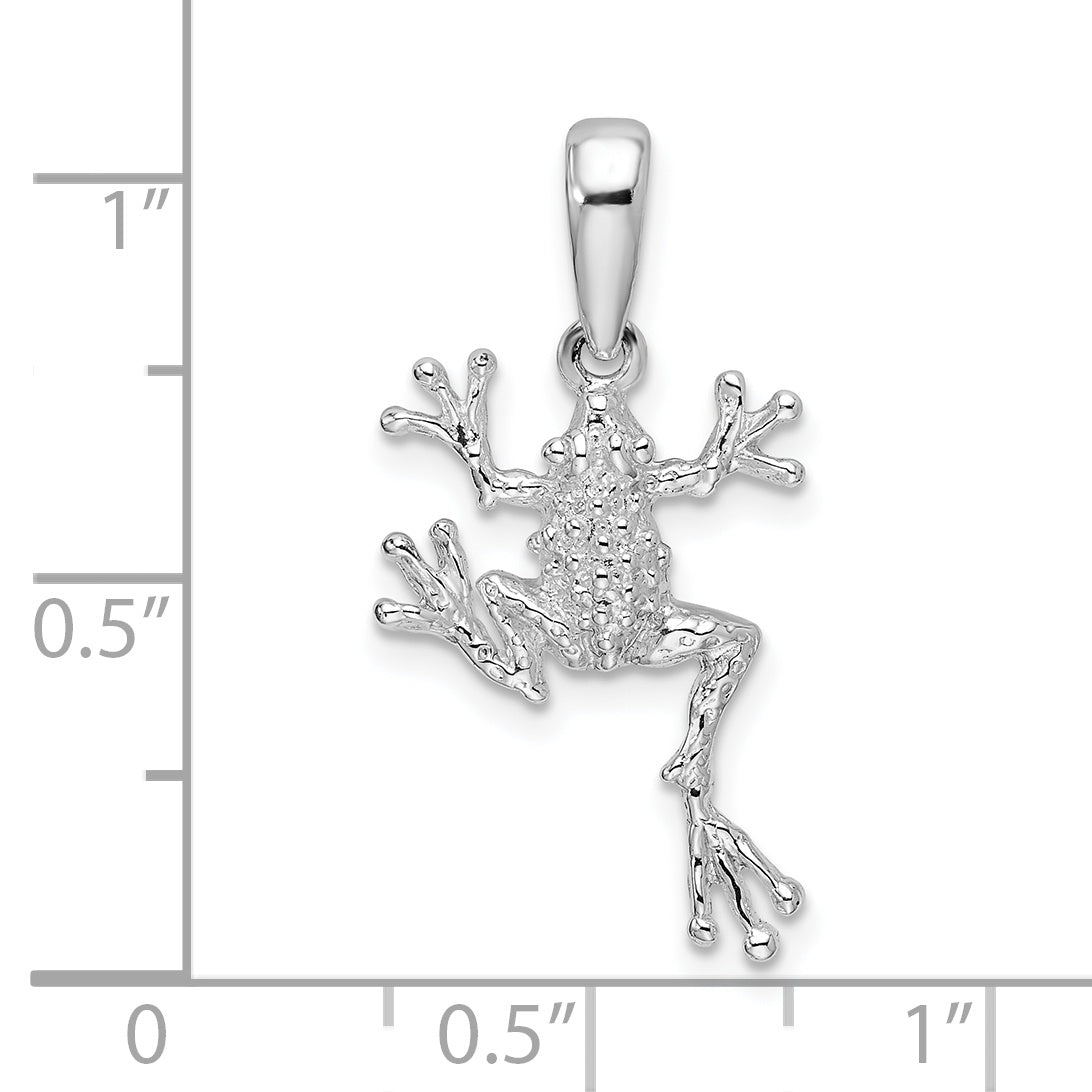 Sterling Silver De-Ani Rhodium-Plated Polished Jumping Frog Pendant