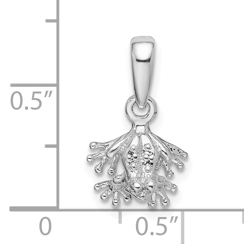 Sterling Silver De-Ani Rhodium-Plated Polished Mini Frog Pendant