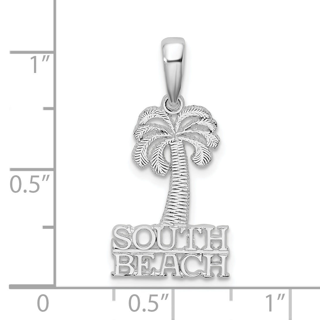 Sterling Silver De-Ani Rhodium-Plated Polished South Beach Palm Tree Pendant