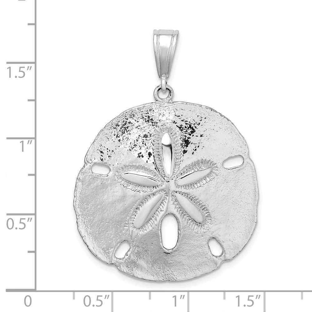 Sterling Silver De-Ani Rhodium-Plated Polished Sand Dollar Pendant