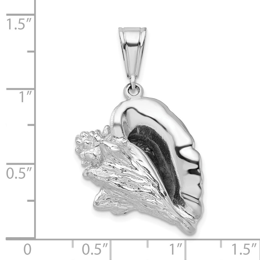 Sterling Silver De-Ani Rhodium-Plated Polished 3D Conch Shell Pendant
