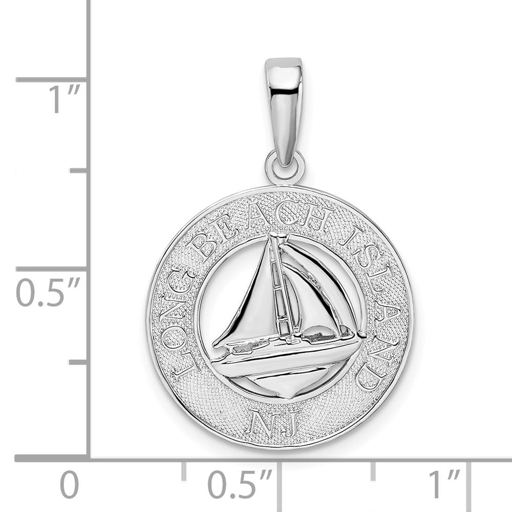 Sterling Silver De-Ani Rhodium-Plated Long Beach Island New Jersey With Sailboat Pendant
