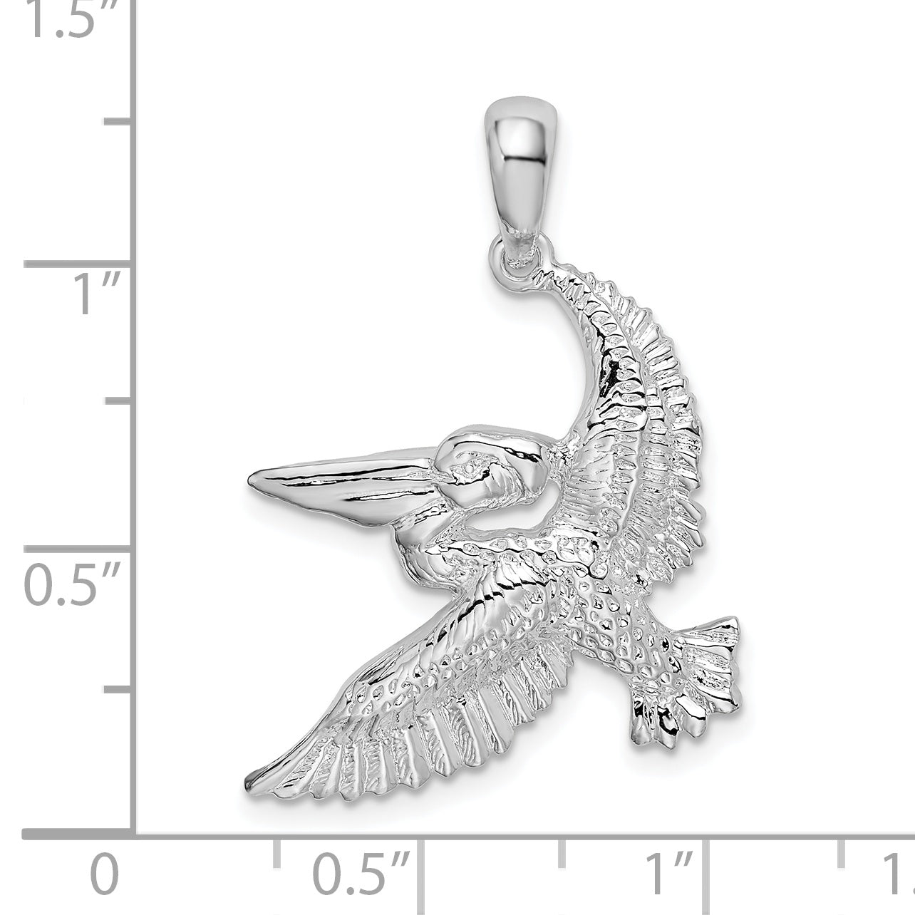 Sterling Silver De-Ani Rhodium-Plated Polished Flying Pelican Pendant