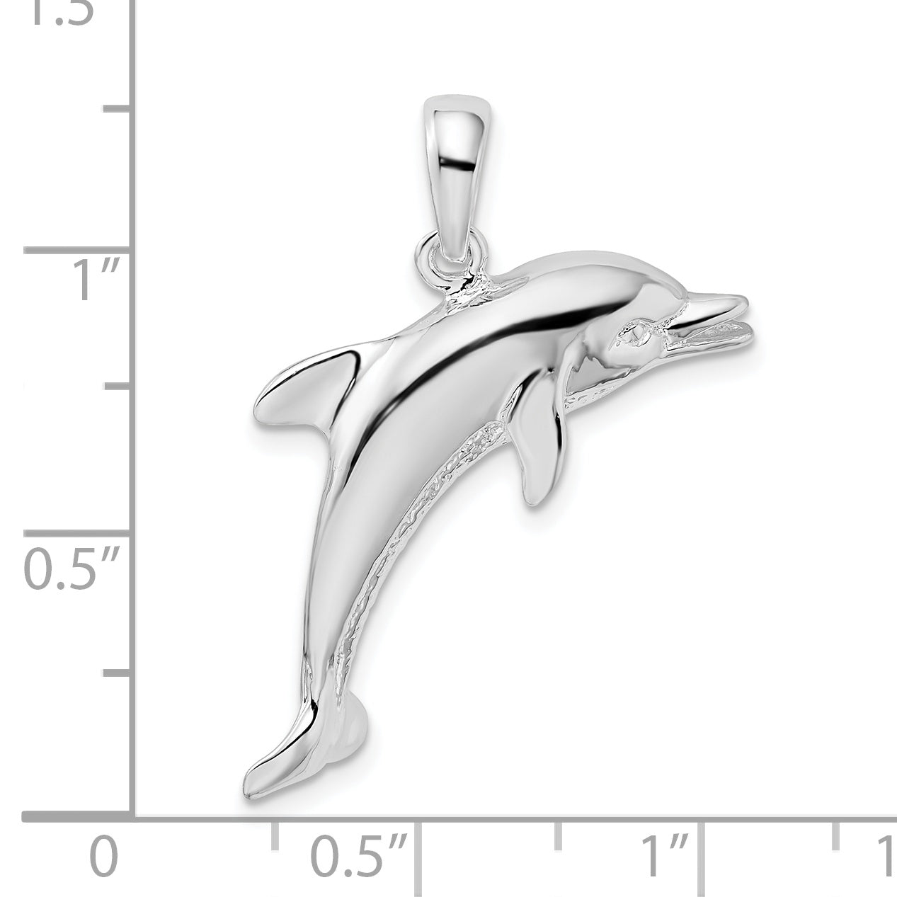 Sterling Silver De-Ani Rhodium-Plated Polished Jumping Dolphin Pendant