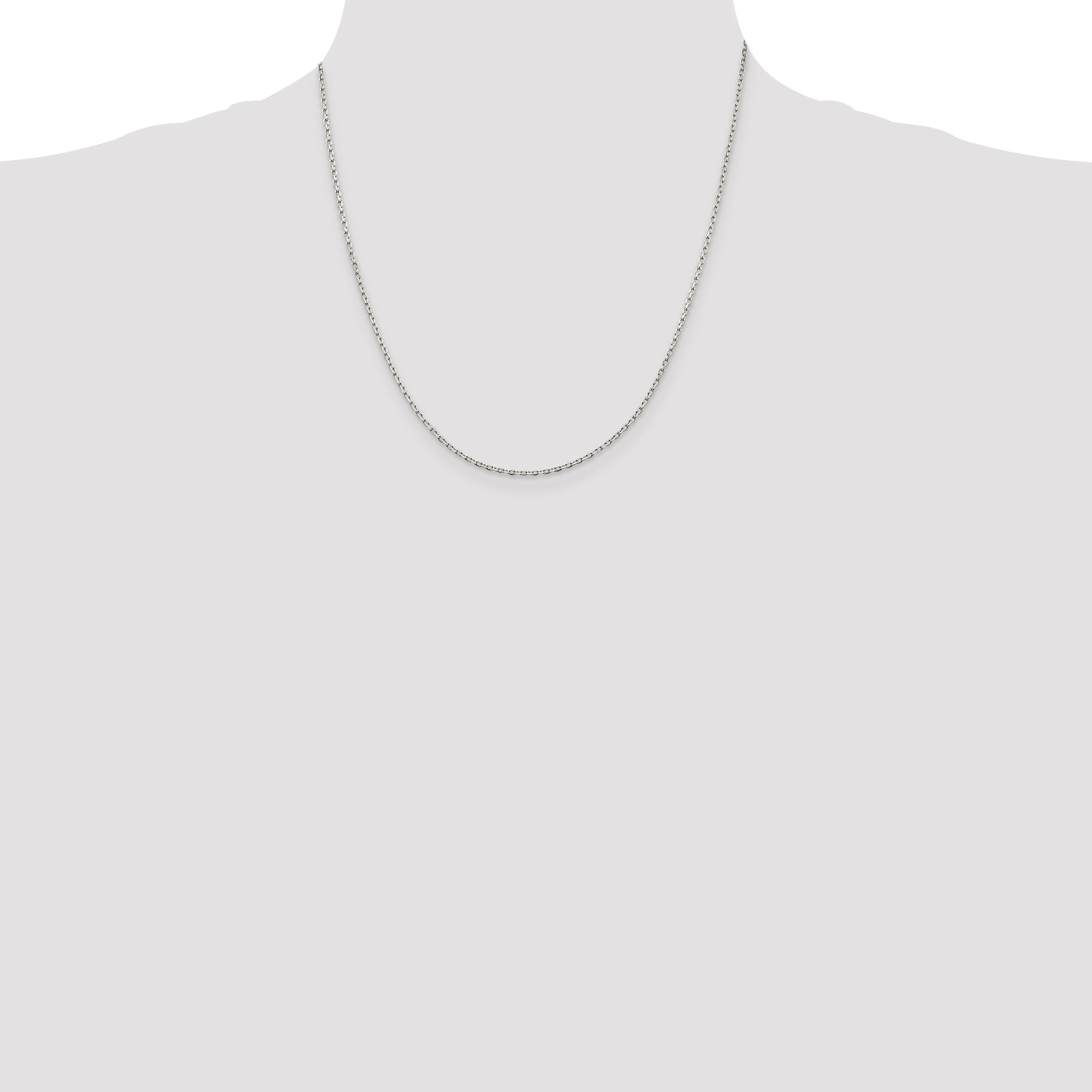 20 Inch Sterling Silver 1.5mm Beveled Oval Cable Chain Necklace