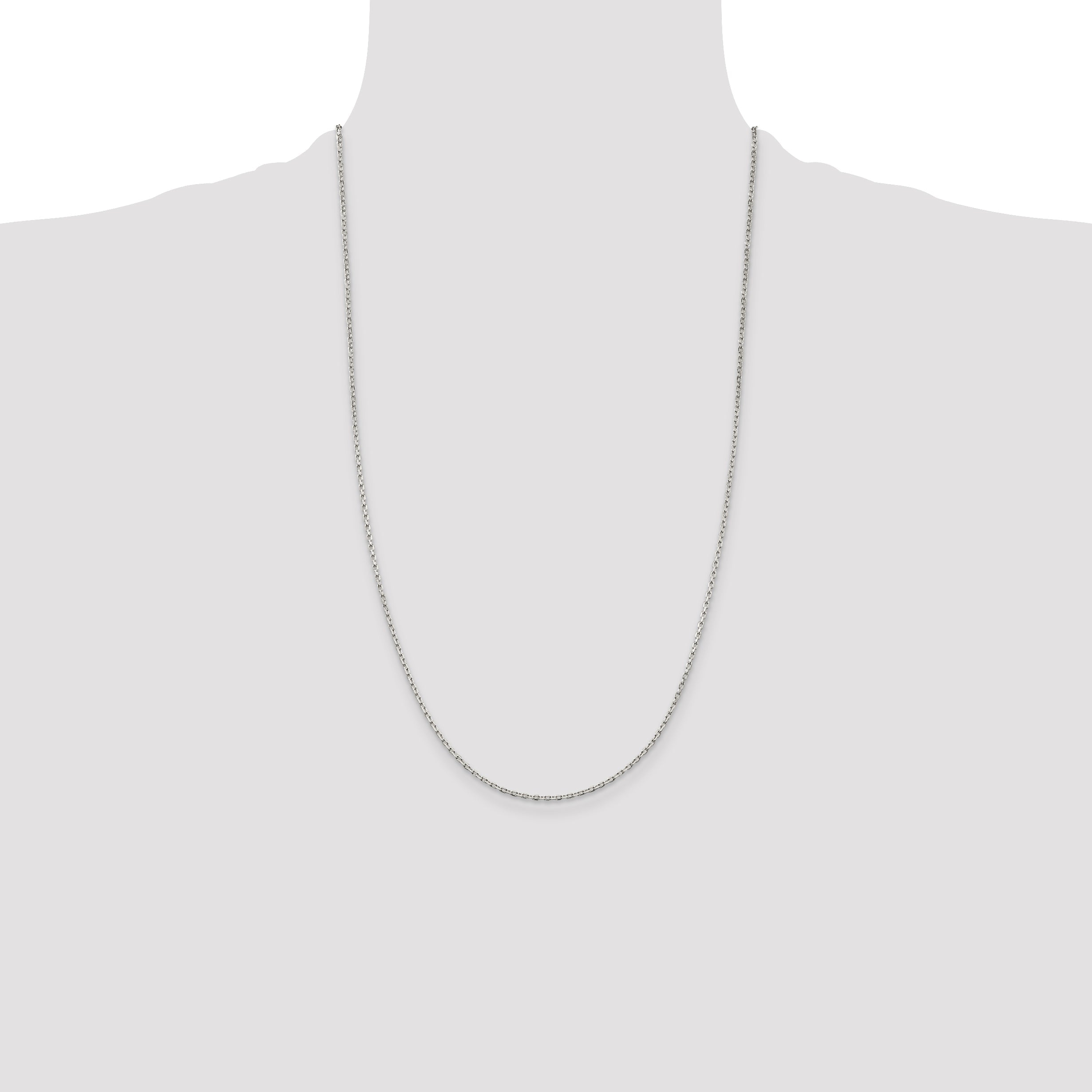 26 Inch Sterling Silver 1.5mm Beveled Oval Cable Chain Necklace