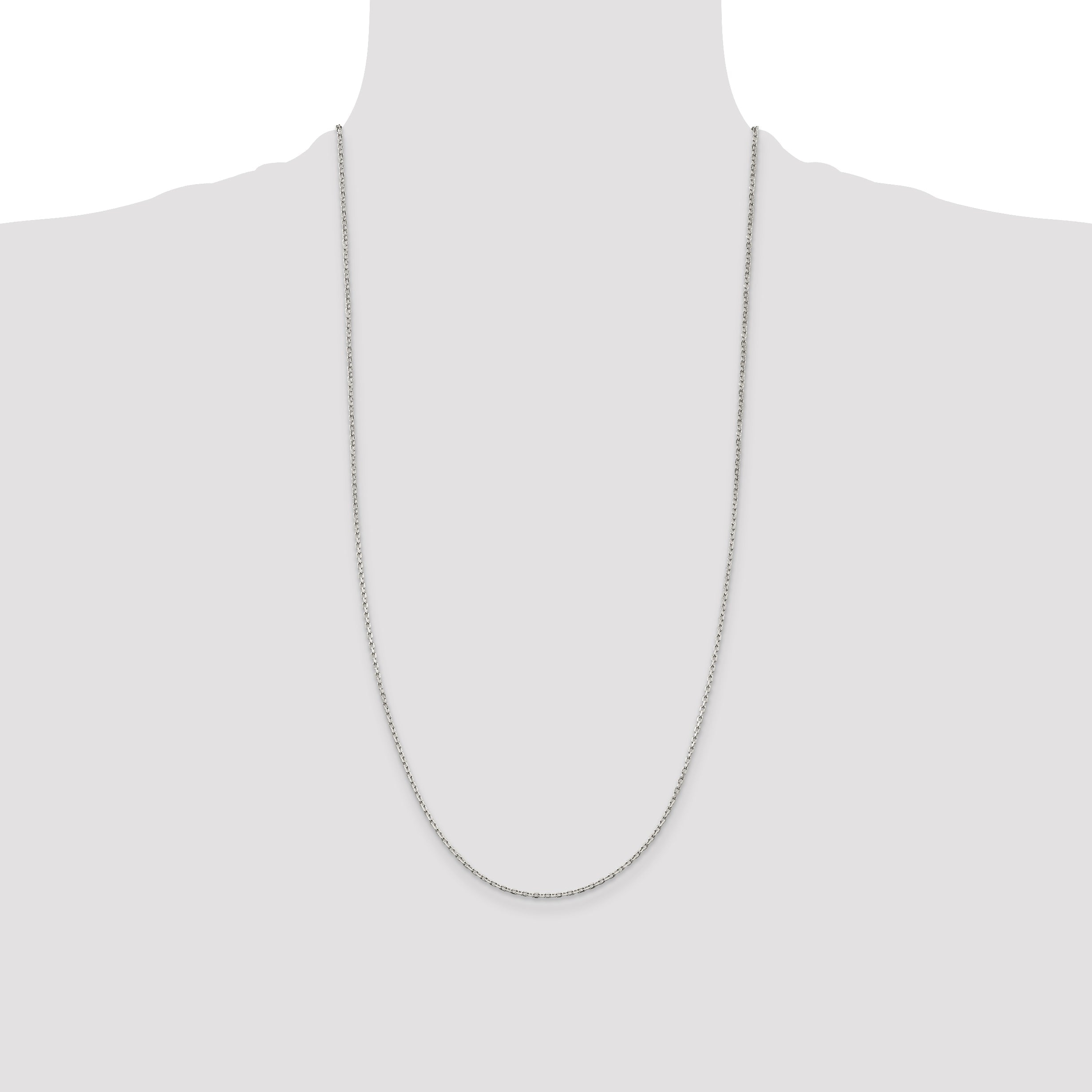 28 Inch Sterling Silver 1.5mm Beveled Oval Cable Chain Necklace