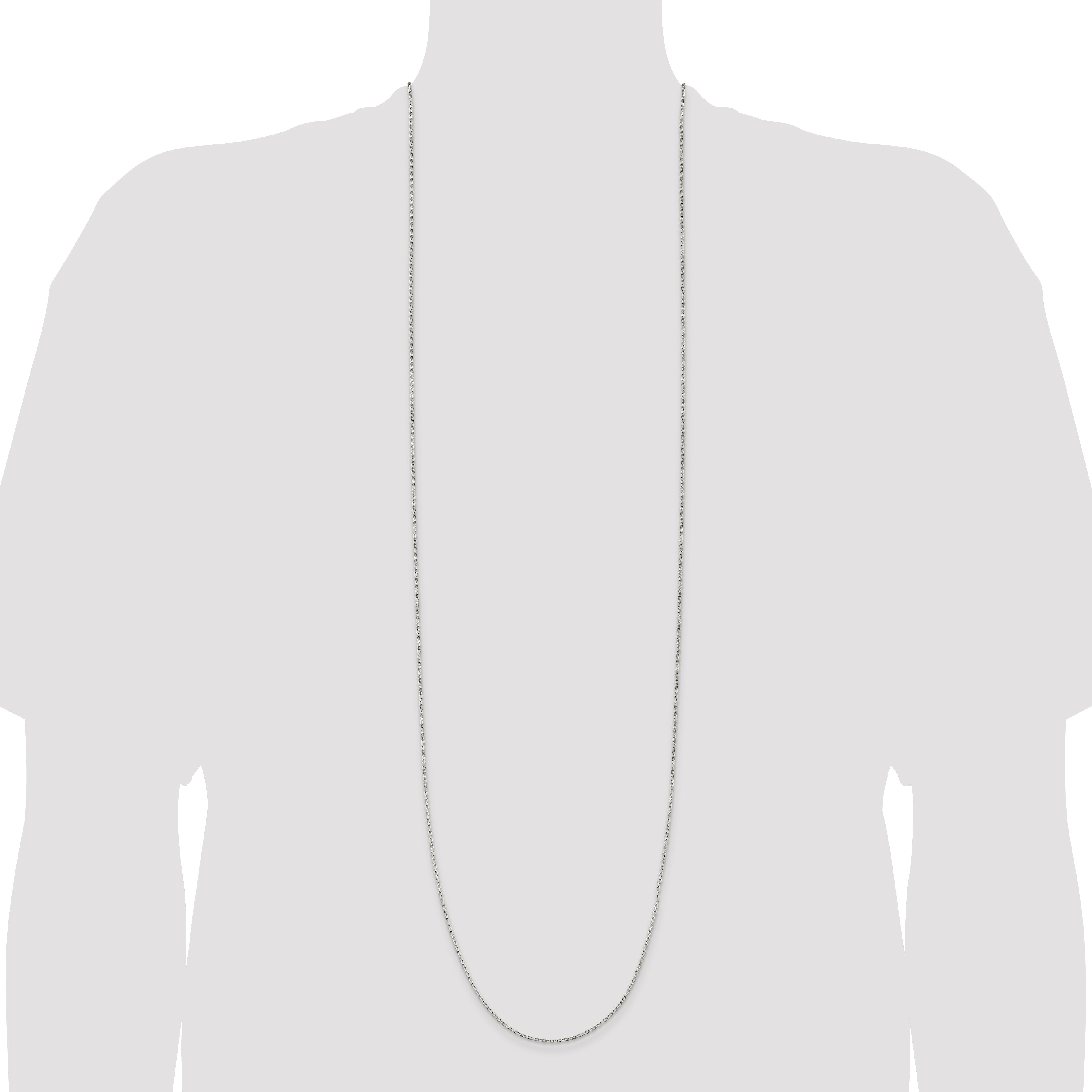 42 Inch Sterling Silver 1.5mm Beveled Oval Cable Chain Necklace