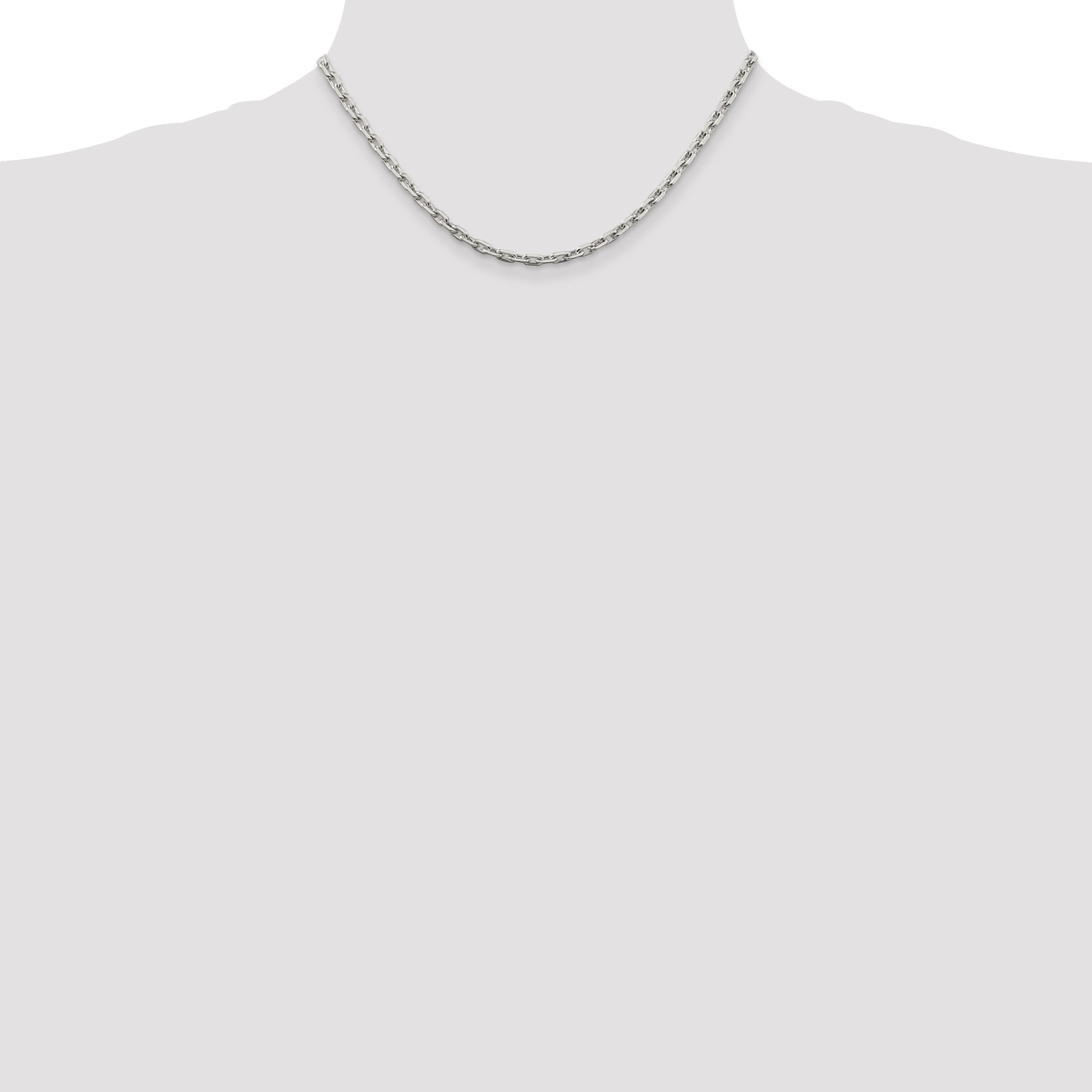 16 Inch Sterling Silver 3.95mm Beveled Oval Cable Chain Necklace