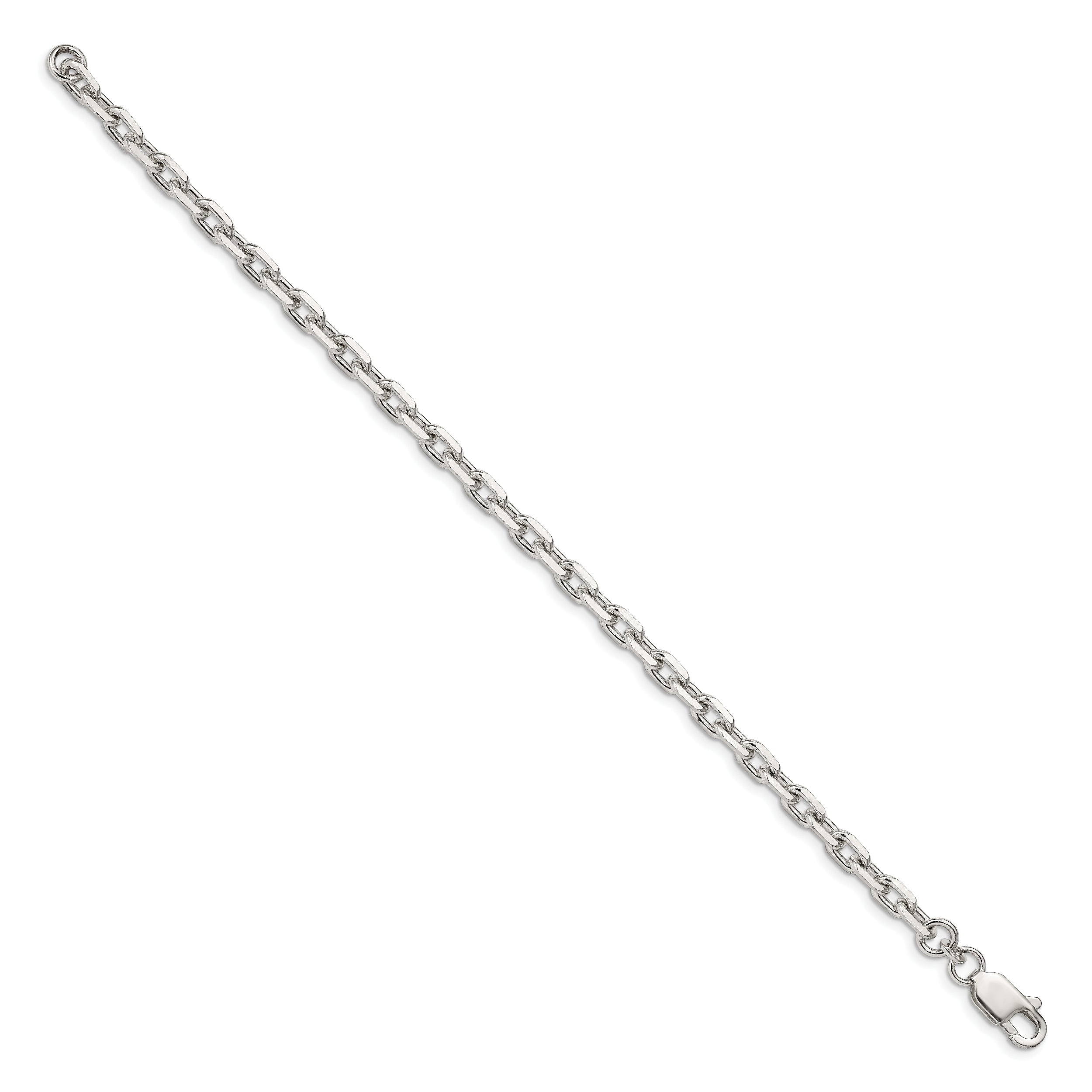 8 Inch Sterling Silver 4.9mm Beveled Oval Cable Chain Bracelet