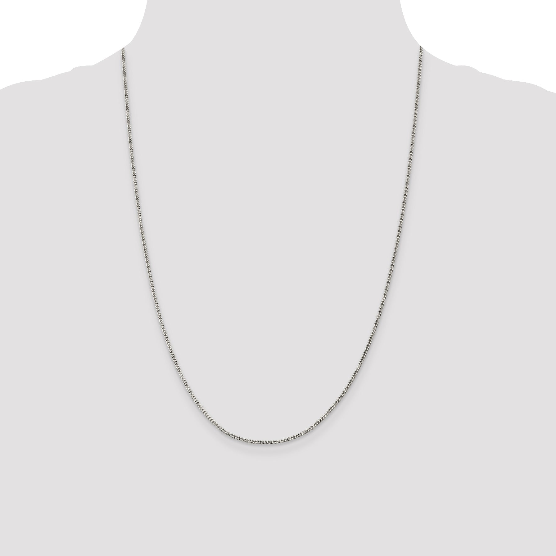 24 Inch Sterling Silver 1.5mm Curb Chain Necklace