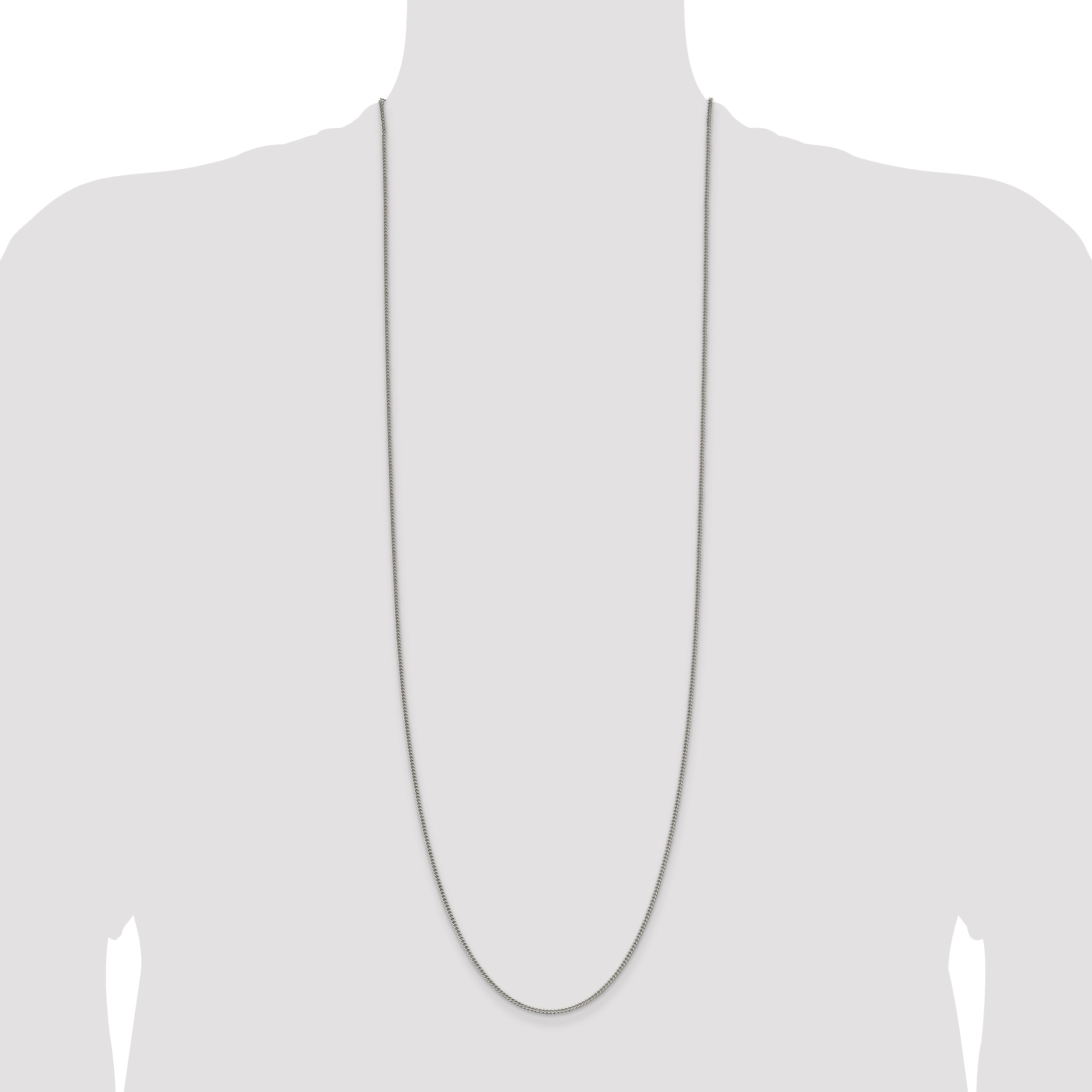 36 Inch Sterling Silver 1.75mm Curb Chain Necklace