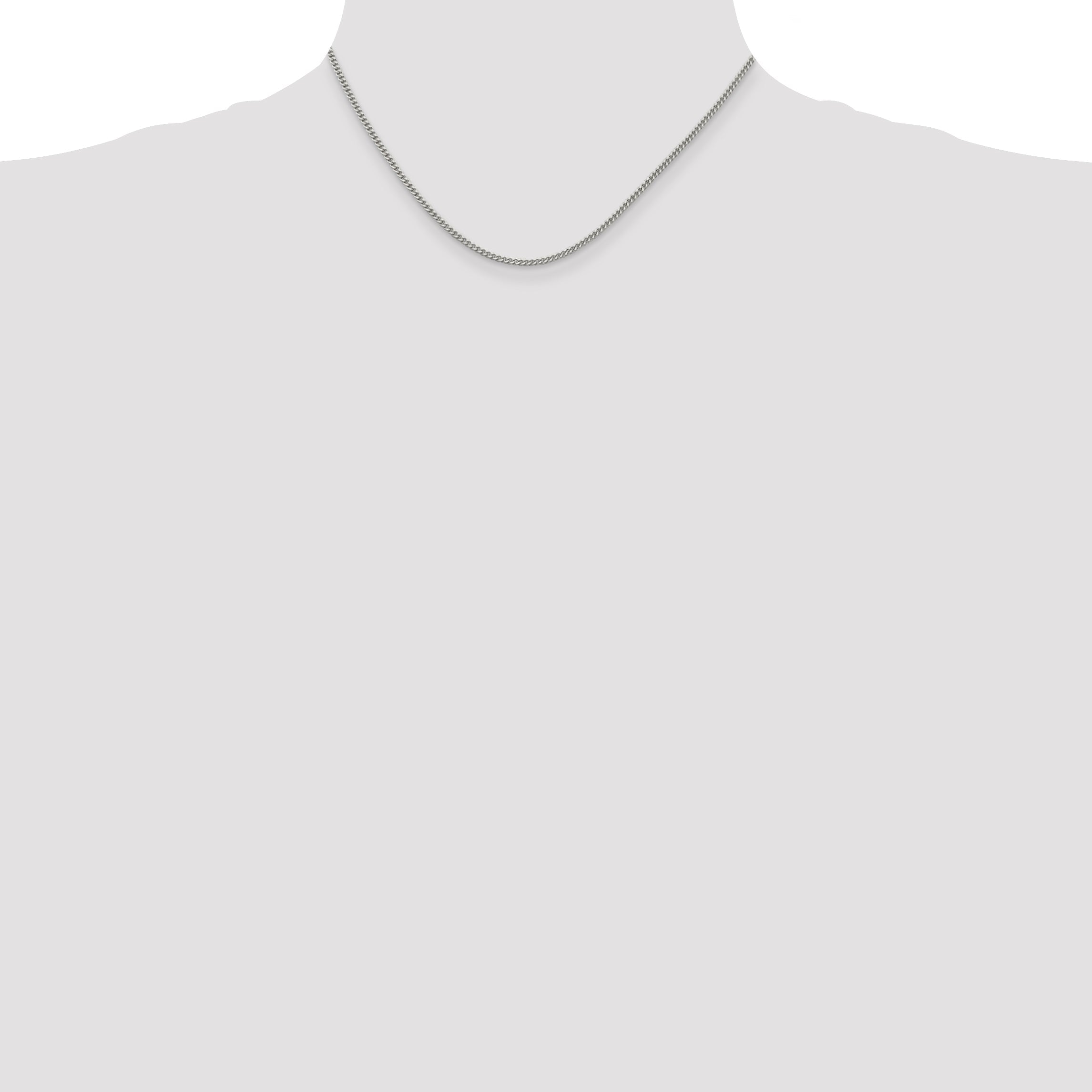 16 Inch Sterling Silver 2mm Curb Chain Necklace