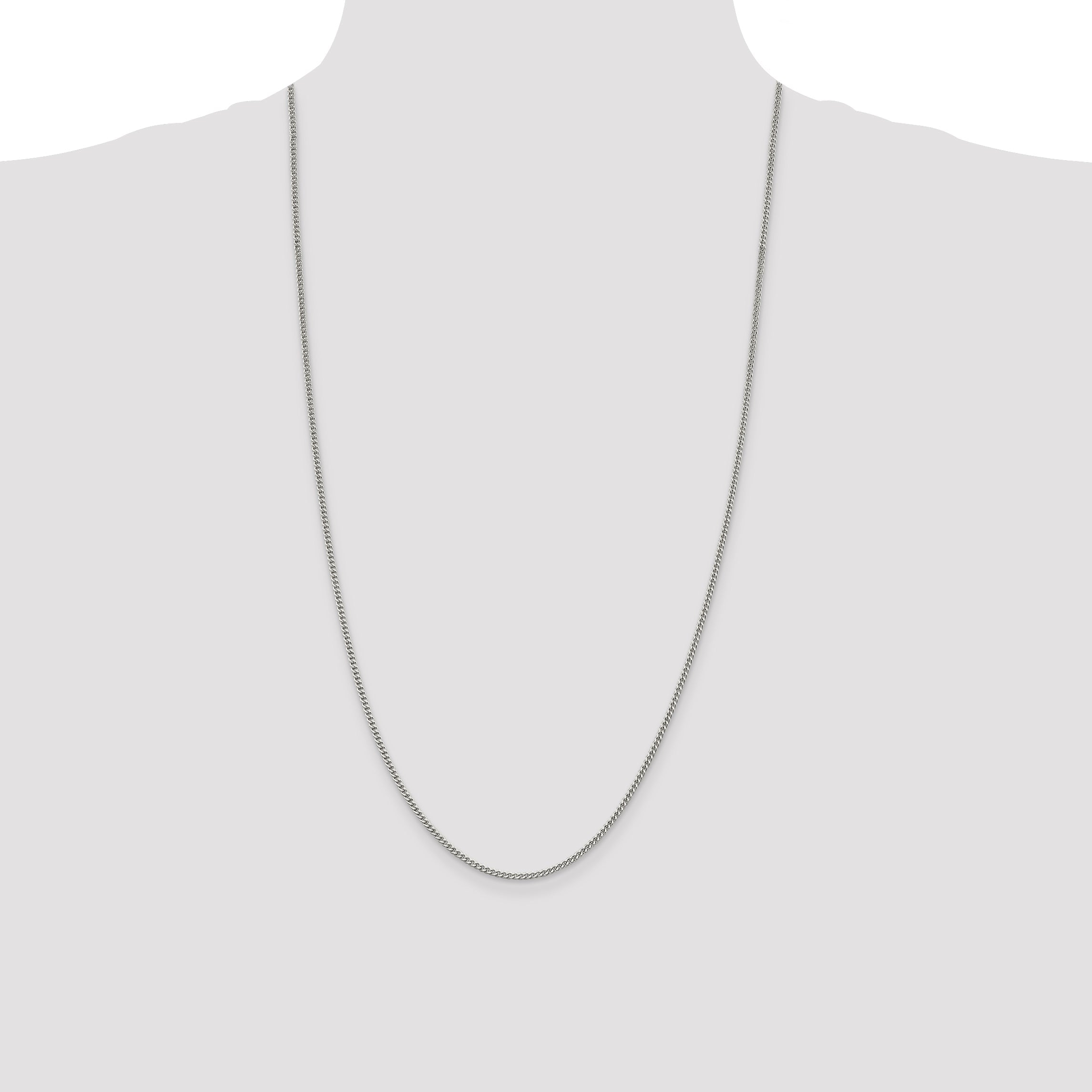 28 Inch Sterling Silver 2mm Curb Chain Necklace