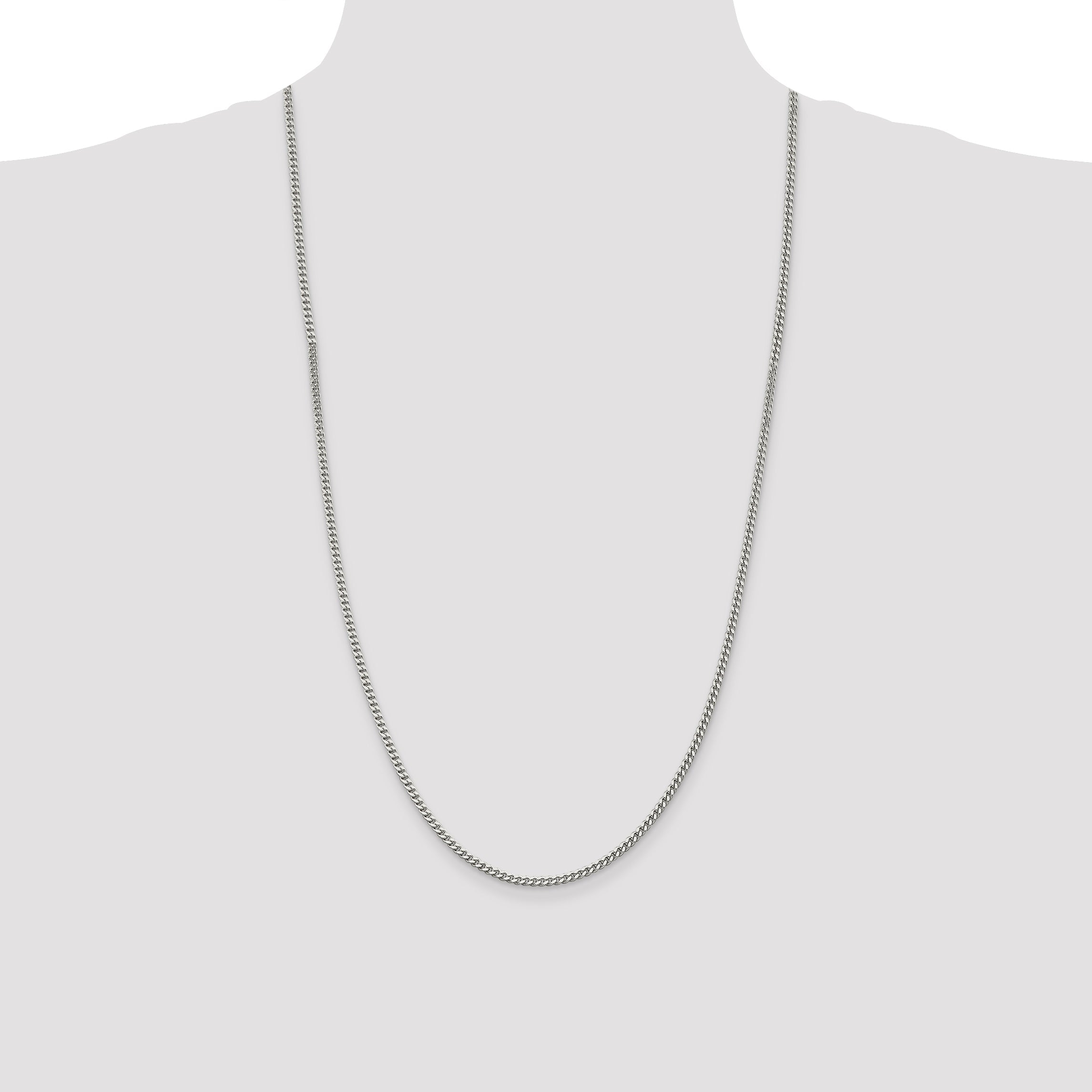 28 Inch Sterling Silver 3mm Curb Chain Necklace