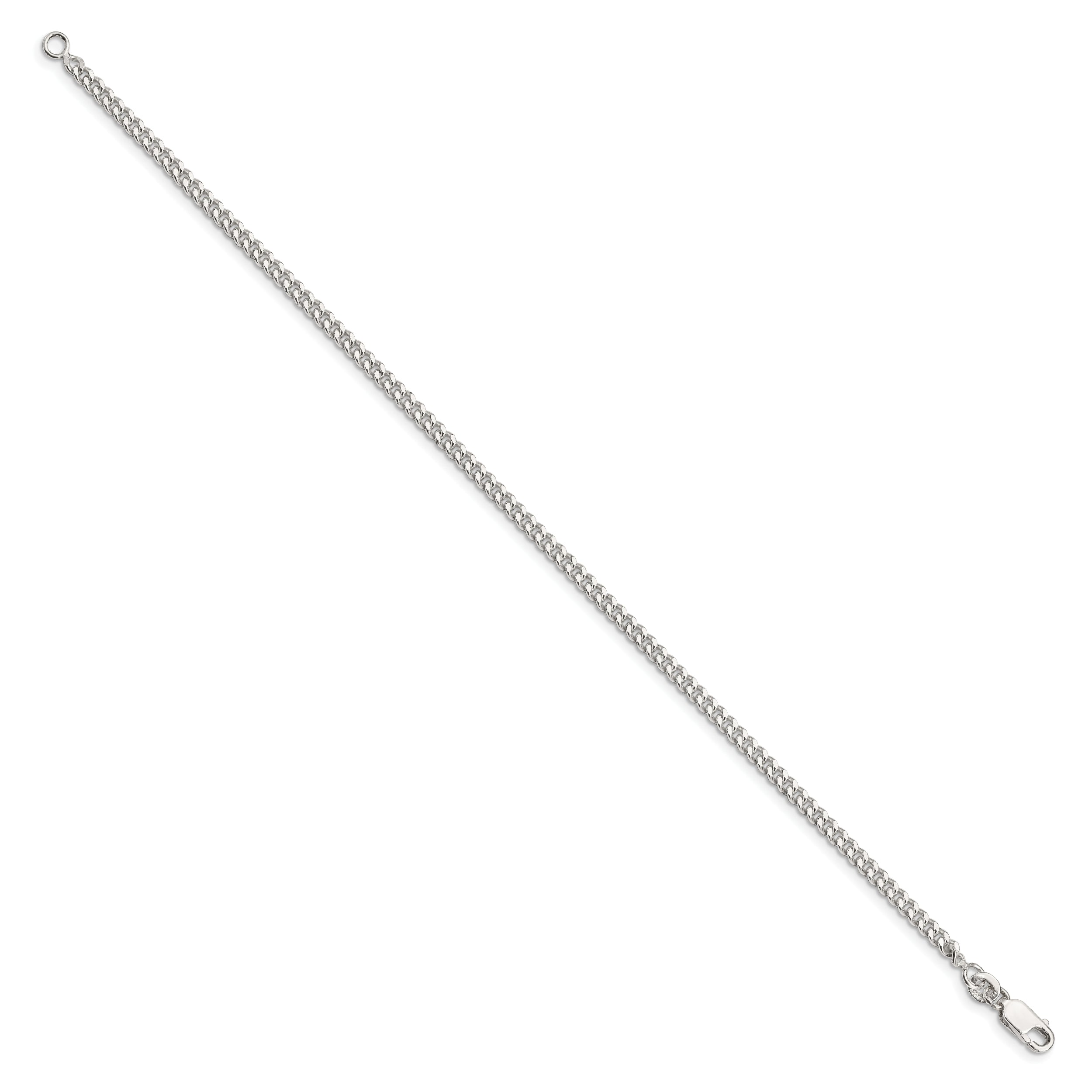 9 Inch Sterling Silver 3mm Curb Chain Anklet