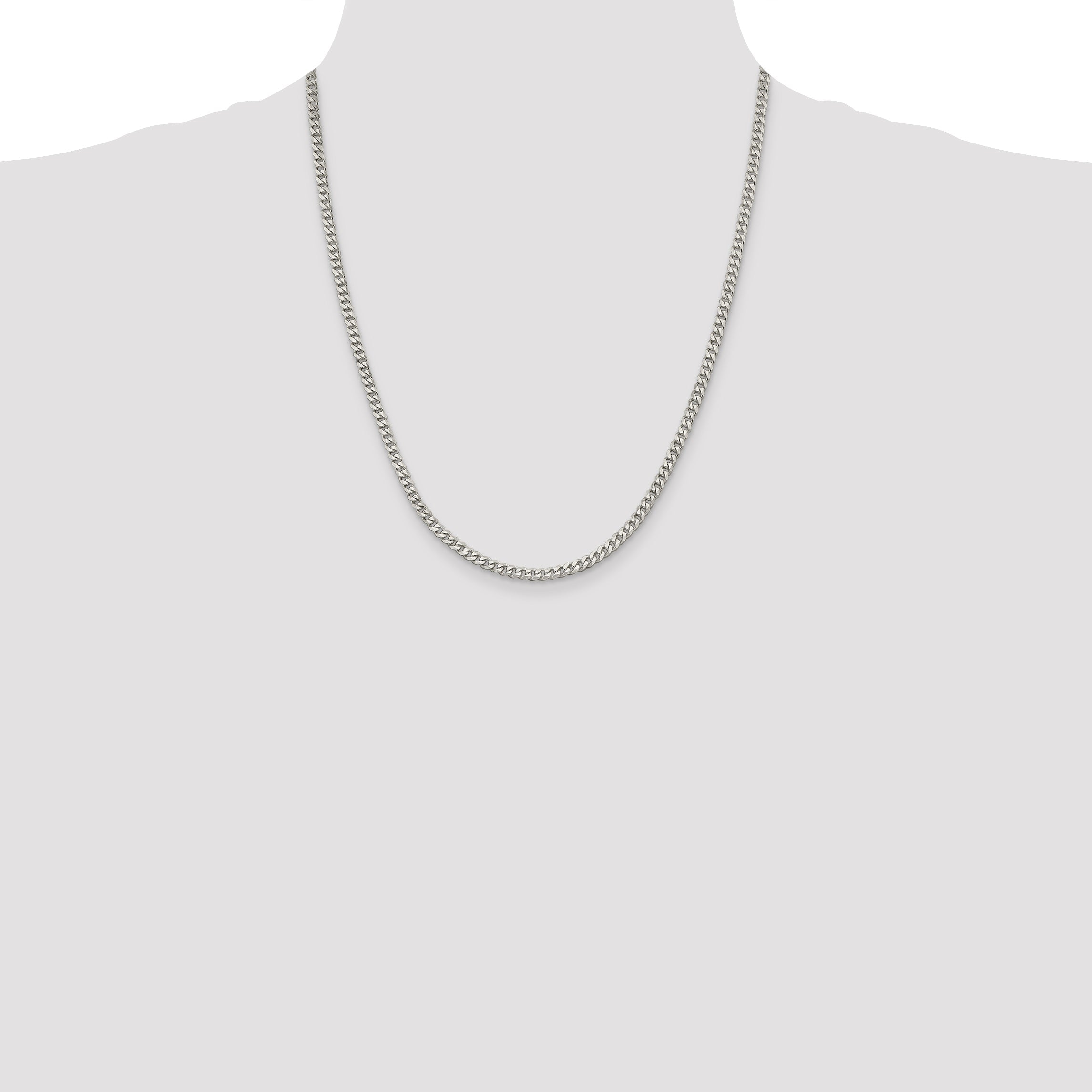 22 Inch Sterling Silver 3.5mm Curb Chain Necklace