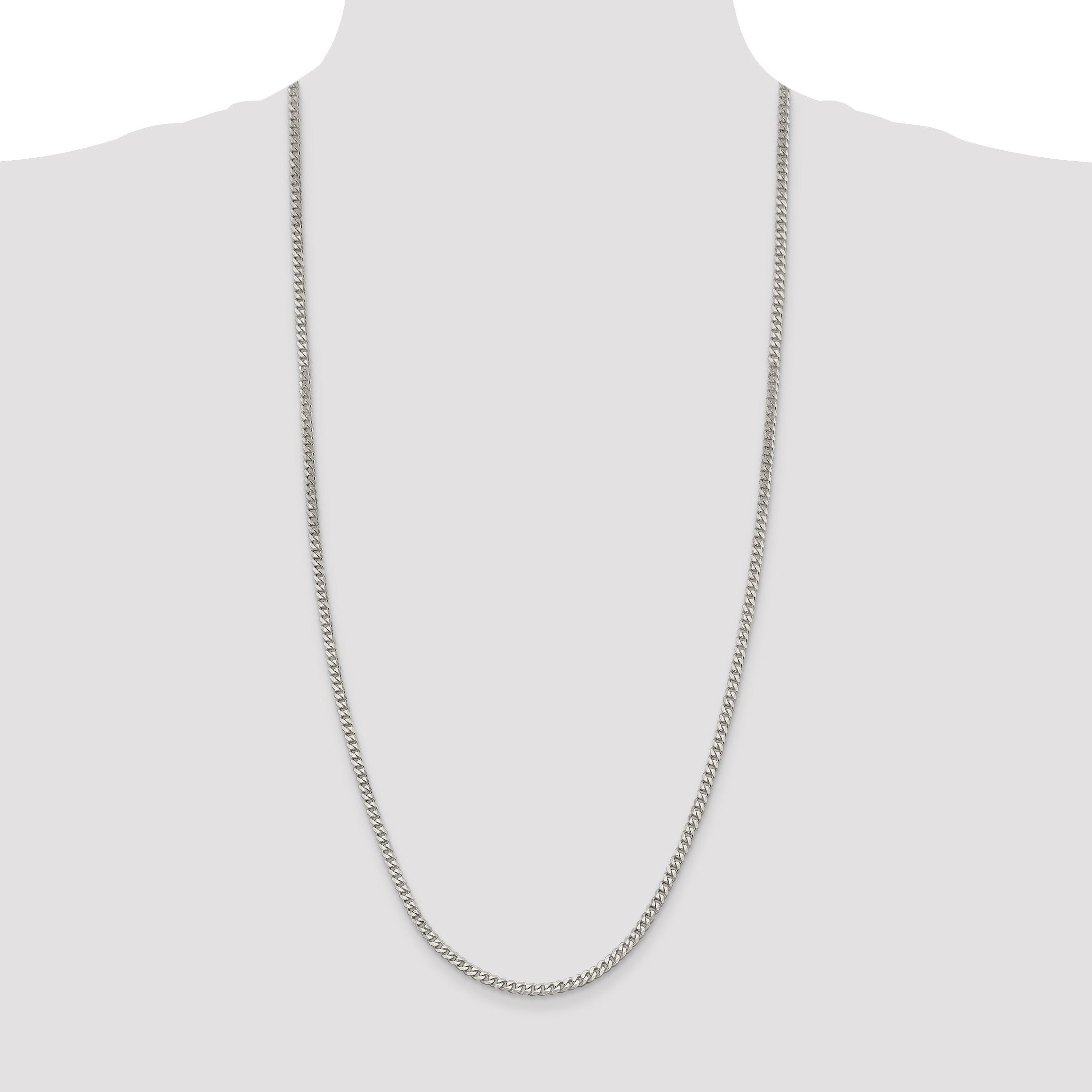 30 Inch Sterling Silver 3.5mm Curb Chain Necklace