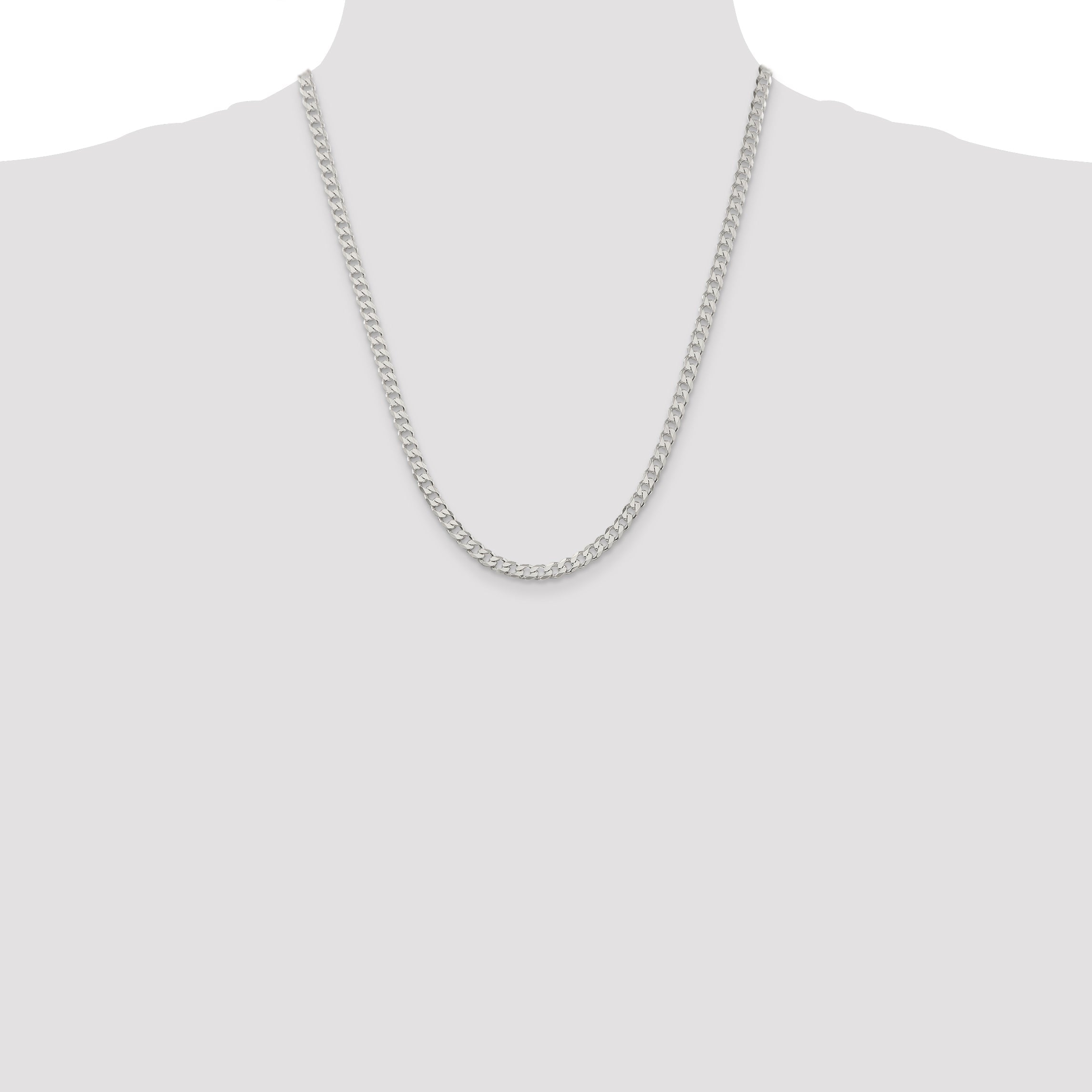 22 Inch Sterling Silver 4.5mm Curb Chain Necklace