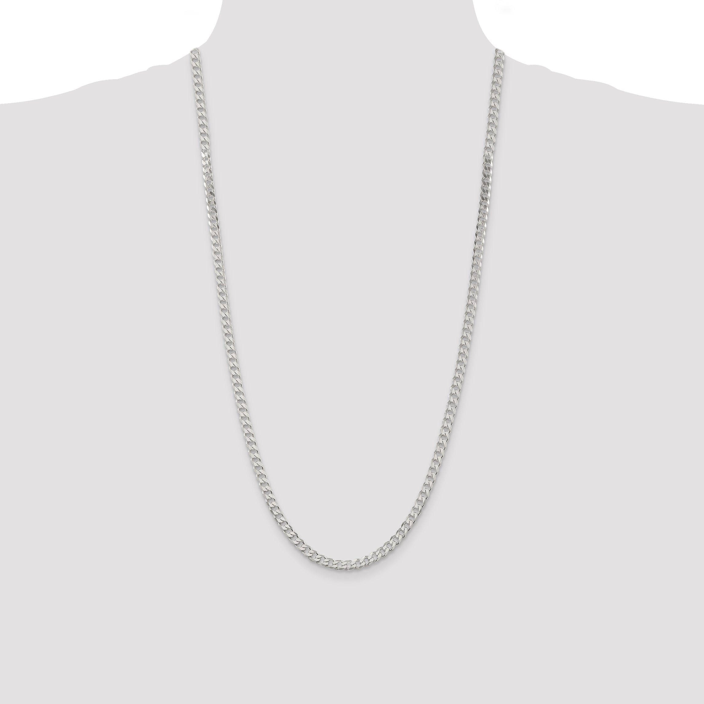 28 Inch Sterling Silver 4.5mm Curb Chain Necklace