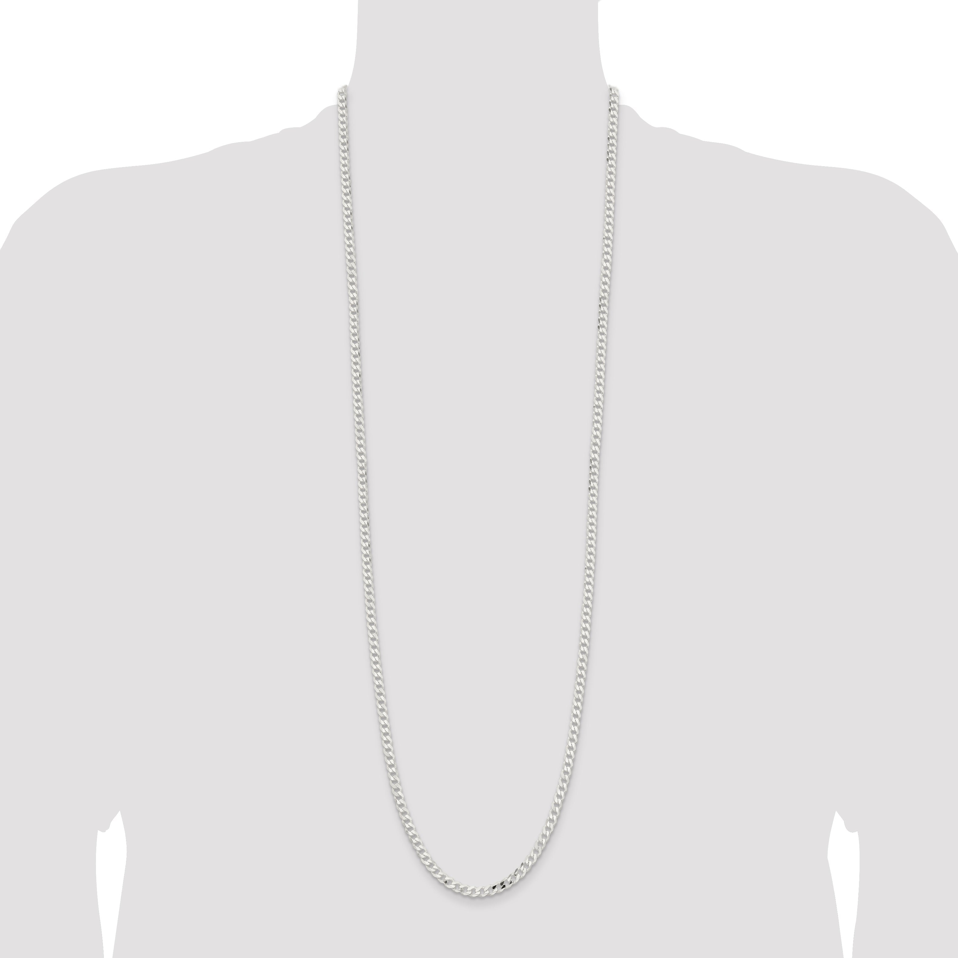 36 Inch Sterling Silver 4.5mm Curb Chain Necklace