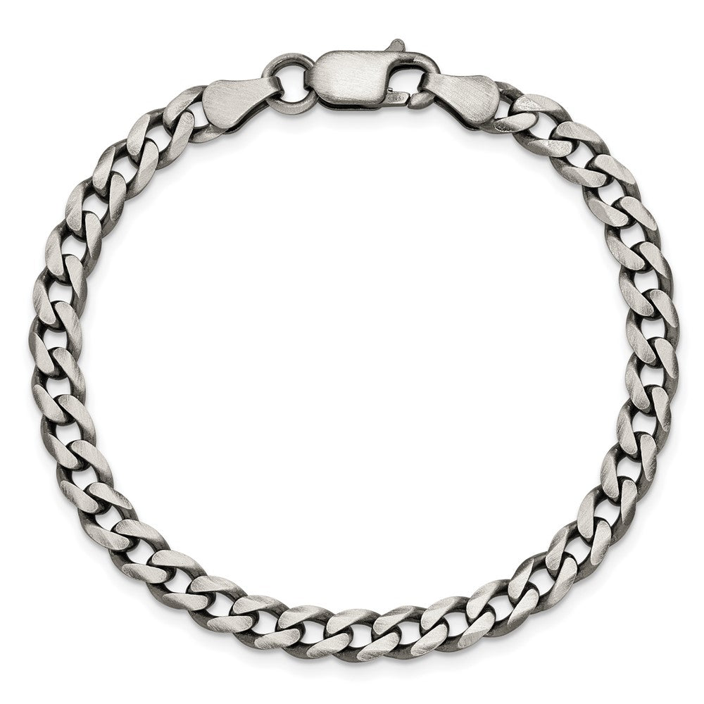 7 Inch Sterling Silver Antiqued 5.7mm Curb Chain Bracelet